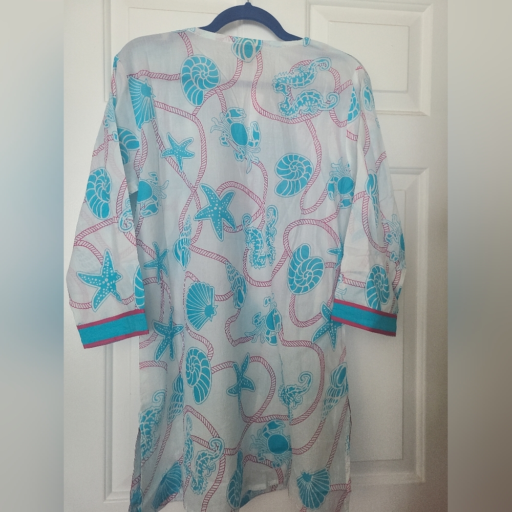 New Sakkas Blue long Sleeve Blouse Tunic M - Picture 3 of 4